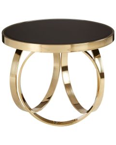 Ragusa Small Round Coffee Table In Black High Gloss With Gold Base