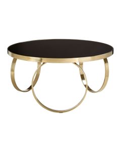 Ragusa Large Round Coffee Table In Black High Gloss With Gold Base