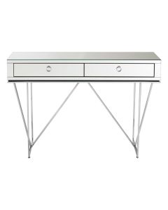 Rovo Wooden Console Table With 2 Drawers In Silver