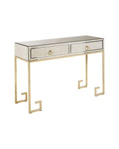 Reiti Glass Top Console Table In Warm Gold