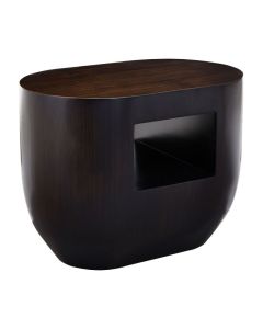 Gareth Bamboo Wooden Side Table In Dark Brown