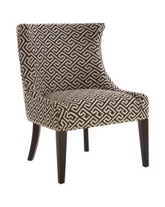 Regents Fabric Accent Chair In Beige And Black With Wooden Legs
