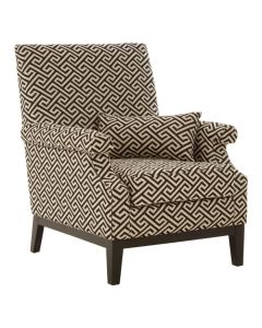 Regents Fabric Armchair In Beige And Black With Wooden Legs