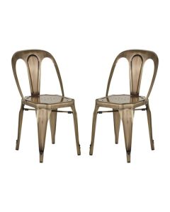 Grange Brass Metal Dining Chairs In Pair