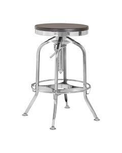 Gator Silver Metallic Bar Stool In Ash With Wooden Seat