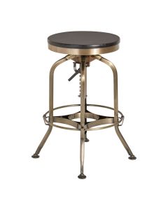 Gator Metallic Bar Stool In Ash With Wooden Seat