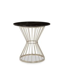 Alveley Round Black Marble Top Dining Table With Silver Geometric Base