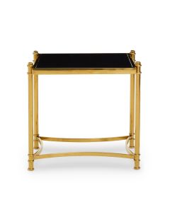 Ackley Black Glass Side Table With Gold Metal Frame