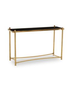 Axminster Black Glass Console Table With Gold Metal Frame