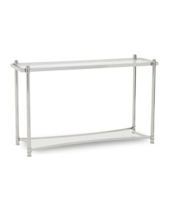 Axminster Clear Glass Console Table With Silver Metal Frame