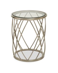 Ackley Round Clear Glass Side Table With Silver Metal Frame