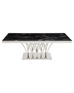 Arenza Black Marble Coffee Table With Silver Base