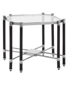 Altay Clear Glass End Table With Silver And Chrome Frame