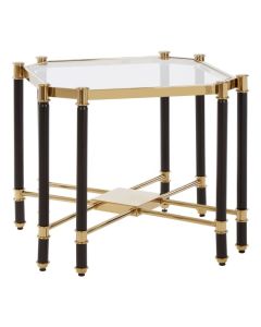 Altay Clear Glass End Table With Champagne Frame