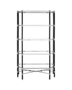 Altay Clear Glass Bookcase With 5 Shelves In Silver And Chrome Frame