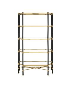Altay Clear Glass Bookcase With 5 Shelves In Champagne Frame