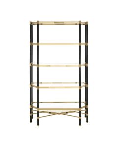 Altay Clear Glass Bookcase With 5 Shelves In Champagne Frame