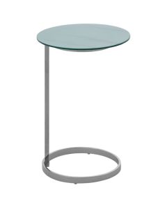 Orton Glass Top End Table With White Marble Effect With Silver Frame