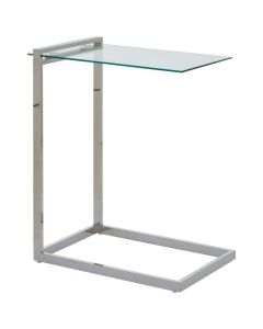Orton Glass End Table In Clear With Silver Metallic Legs