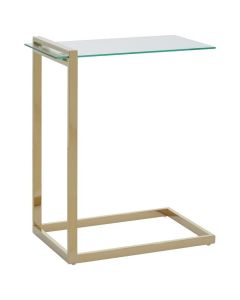 Orton Clear Glass End Table With Gold Stainless Steel Frame