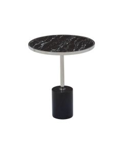 Orton Marble End Table In Black With Chrome Support