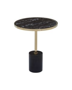 Orton Marble End Table In Black With Gold Support