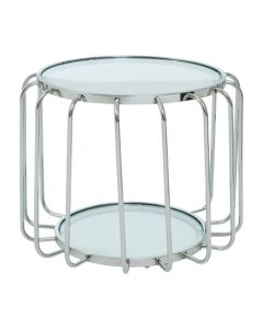 Orton Clear Glass Side Table With Chrome Stainless Steel Frame