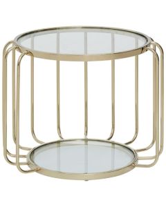 Orton Clear Glass Side Table With Gold Stainless Steel Frame