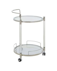 Orton Round Clear Glass Drinks Trolley With Silver Stainless Steel Frame