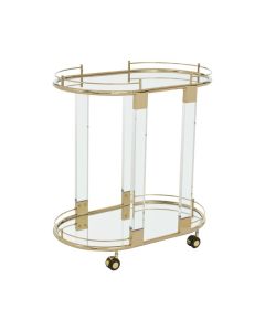 Orton Mirrored Glass Drinks Trolley With Gold Stainless Steel Frame