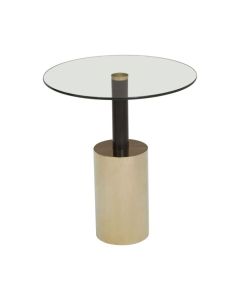 Orton Clear Glass End Table With Gold Stainless Steel Base