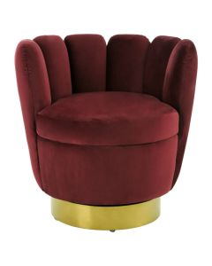 Beauly Velvet Tub Chair In Wine With Gold Stainless Steel Base