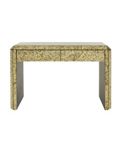 Komo Mirrored Glass Console Table In Antique Gold