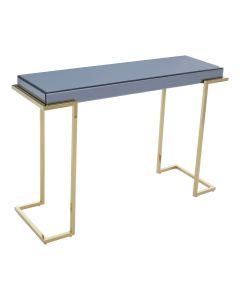 Kaso Grey Glass Console Table With Gold Stainless Steel Base