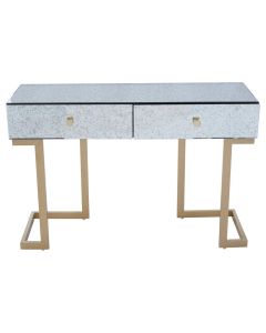 Kesana Mirrored Glass Console Table In Silver With Gold Metal Legs