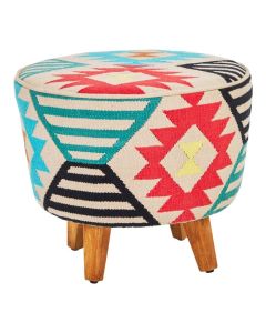Clutton Fabric Upholstered Footstool In Multi-Colour
