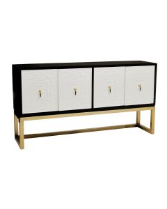 Dumas Wooden Sideboard With 4 Doors With Warm Metallic Base