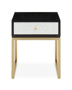 Dumas Wooden Side Table In Black With 1 Drawer
