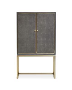 Deskey Wooden Drinks Cabinet With 2 Doors In Shagreen Effect