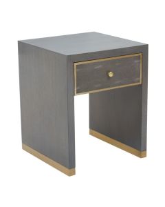 Danail Wooden Side Table With 1 Drawer In Shagreen Effect