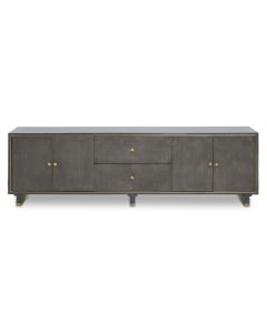 Deskey Wooden TV Stand In Shagreen Effect With 4 Doors And 2 Drawers