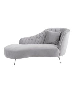 Rene Right Arm Velvet Chaise Lounge Chair In Grey