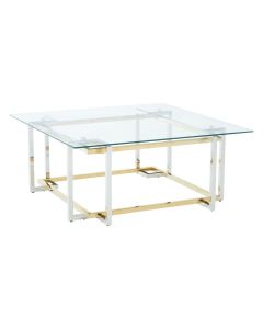 Elino Clear Glass Coffee Table With Stainless Steel Base