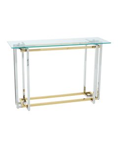 Elino Clear Glass Console Table With Stainless Steel Base