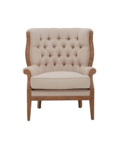 Cabra Cream Fabric Upholstered Armchair With Straight Legs