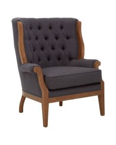 Cabra Graphite Fabric Upholstered Armchair With Straight Legs