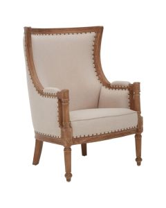 Cabra Cream Fabric Upholstered Armchair With Sweeping Arms