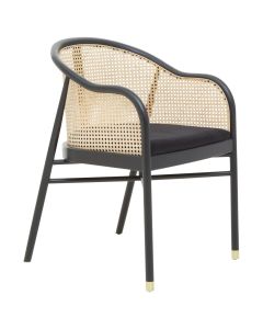 Corso Cane Rattan Wooden Bedroom Chair In Black