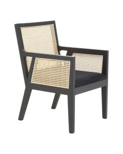 Corso Cane Rattan Wooden Accent Chair In Black