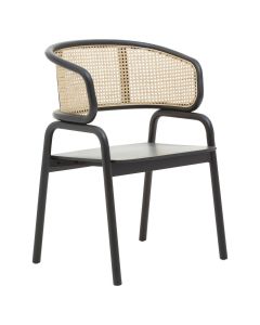 Corso Wooden Cane Rattan Bedroom Chair In Black